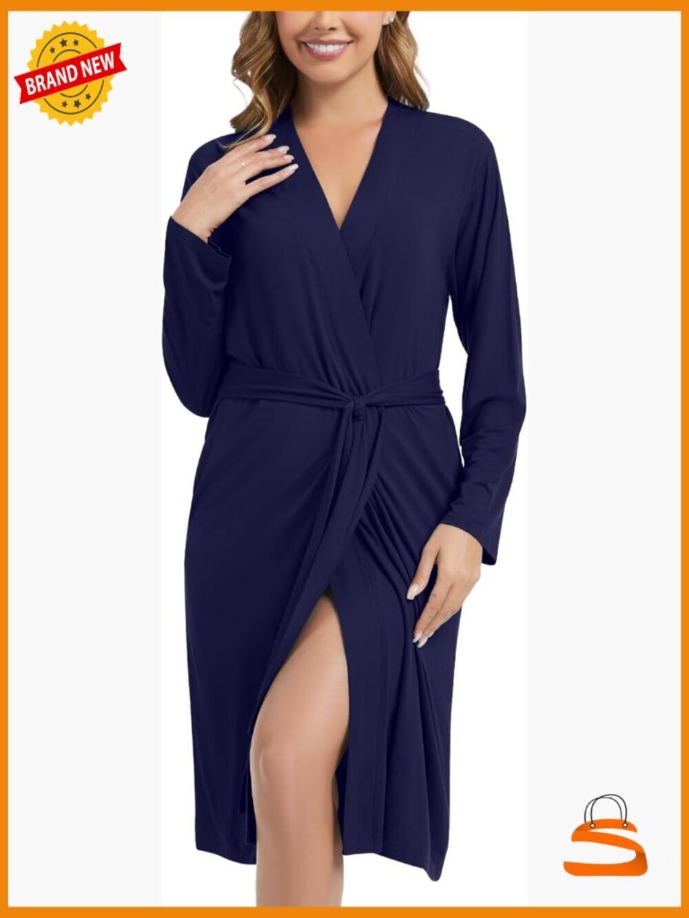 Soft Bamboo Viscose Robe with Pockets, Lightweight Kimono Loungewear